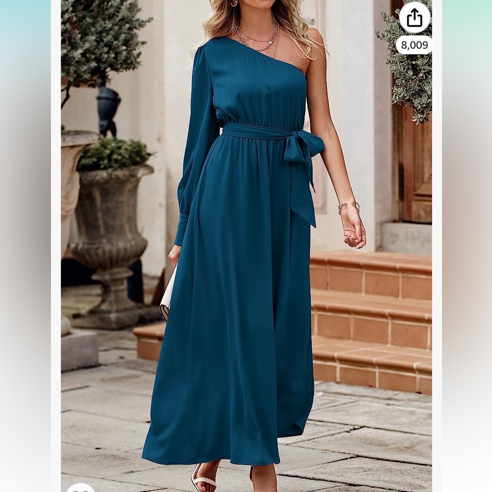 Satin one shoulder maxi gown